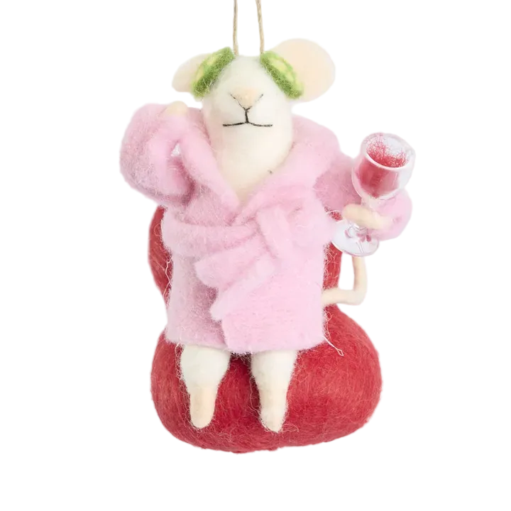 Penny Pampered Mouse Felt Hanging Decoration 11cm - Christmas Decorations Brisbane