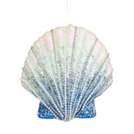 Oyster Shell Blue/White Hanging 15cm - Christmas Decorations Brisbane