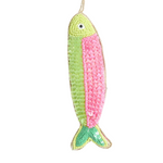 Sequin Fish Green/Pink Hanging 14cm - Christmas Decorations Brisbane