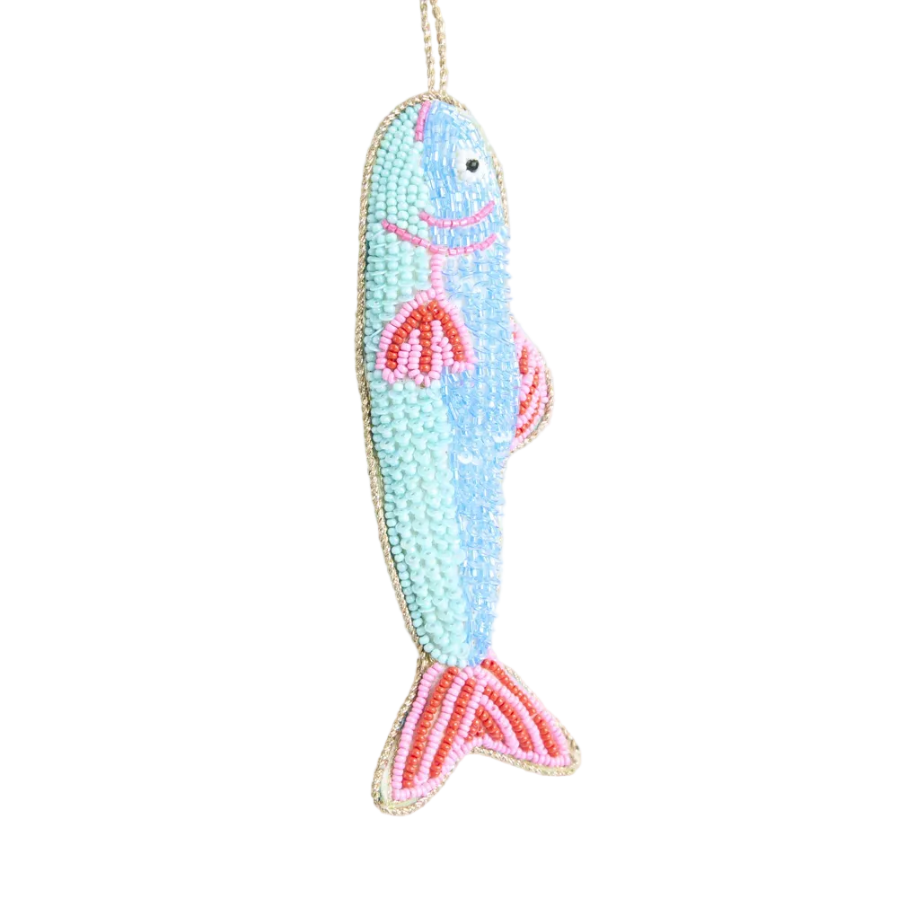 Sequin Fish Blue/Pink Hanging 14cm - Christmas Decorations Brisbane