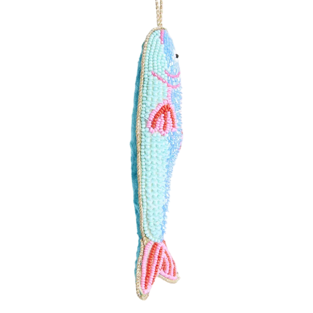 Sequin Fish Blue/Pink Hanging 14cm - Christmas Decorations Brisbane