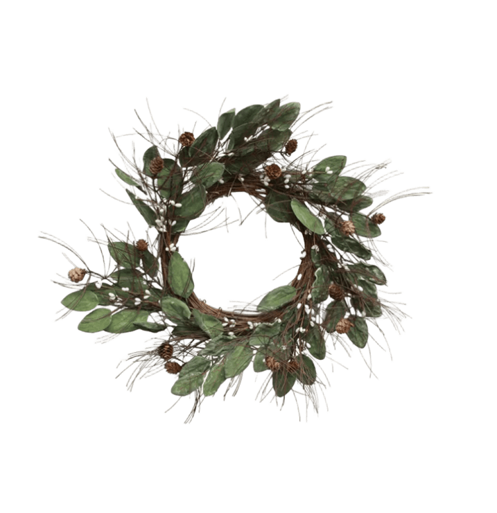 Wreath White Berry Pinecone 50cm