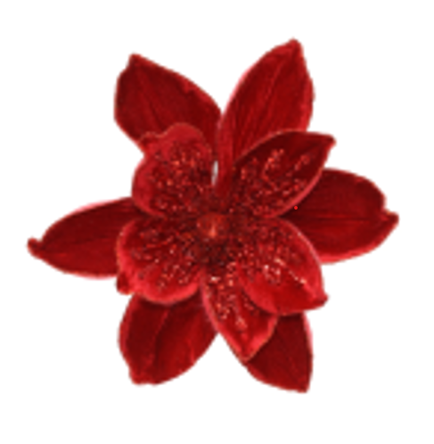 Flower Clip Velvet and Sequin Red 24cm - Christmas Decorations Brisbane