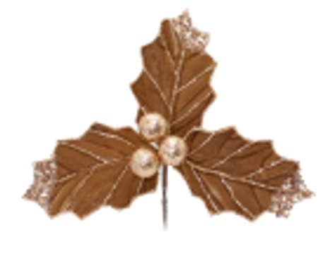 Flower Holly Clip Brown 27cm - Christmas Decorations Brisbane