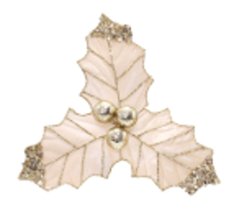 Flower Holly Clip Champagne 27cm - Christmas Decorations Brisbane