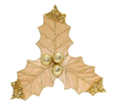 Flower Holly Clip Gold 27cm - Christmas Decorations Brisbane