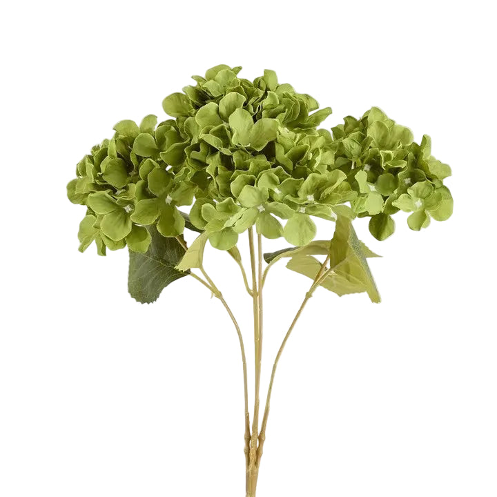Flower Hydrangea Bunch With 5 Heads Green 42cm - Christmas Decorations Brisbane