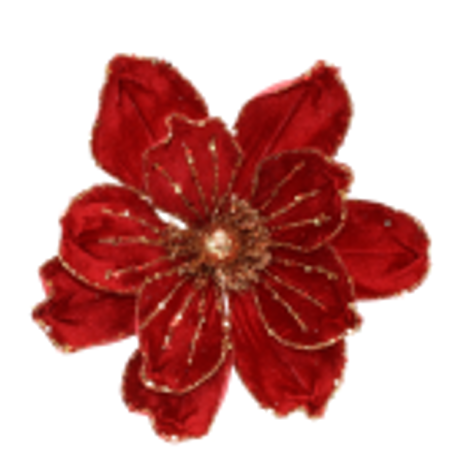 Flower Magnolia Clip Red 26cm - Christmas Decorations Brisbane