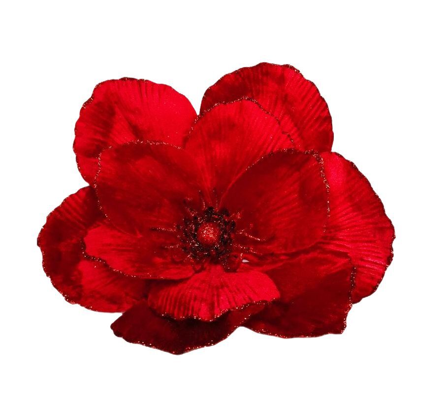 Flower Red Petal Clip On Decoration 15cm