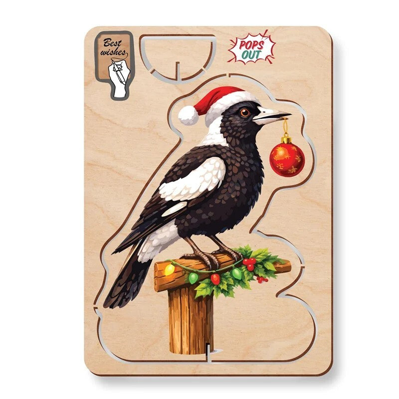 Greeting Card Christmas Magpie