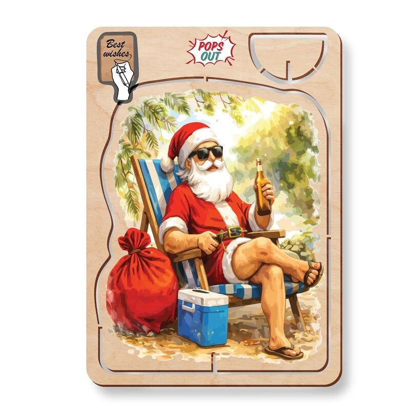 Greeting Card Christmas Santa Beer
