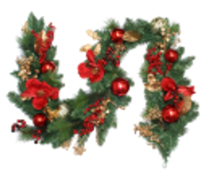 Garland w/ Red Magnolia Flowers 180cm - Christmas Decorations Brisbane