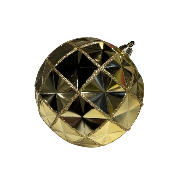 Bauble Crystal Shiny Gold with Glitter Gold 120mm - Christmas Decorations Brisbane