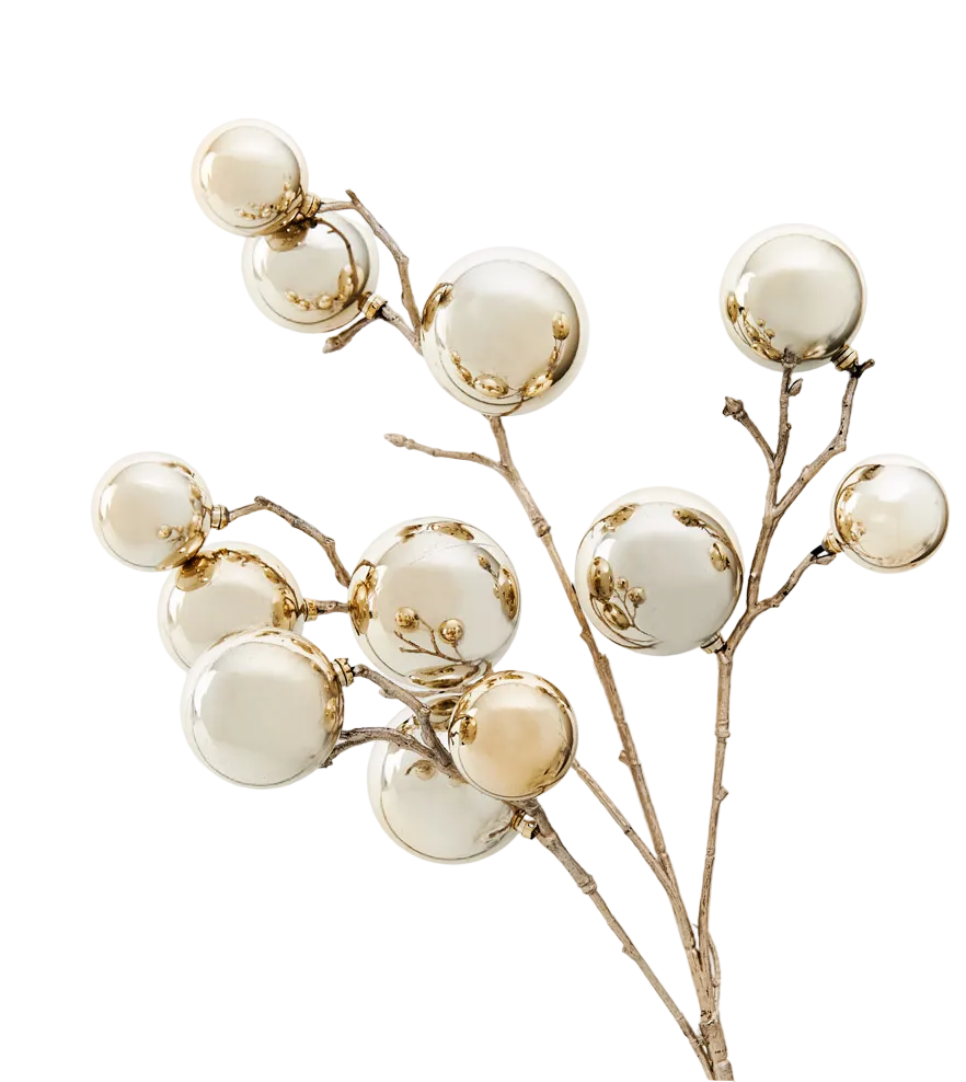 Spray Golden Shiny Pearl Balls 53cm - Christmas Decorations Brisbane