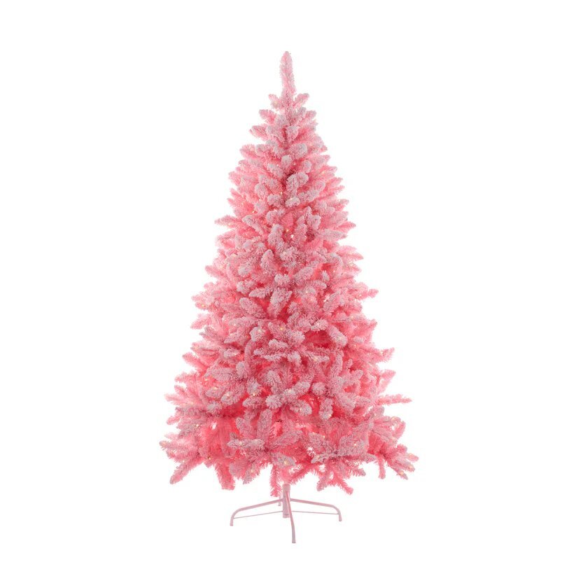 Tree Flocked Pre-Lit Pink 1.8m - Christmas Decorations Brisbane