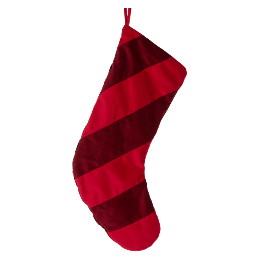 Two-tone velvet red Christmas stocking