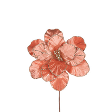 Velvet coral magnolia with glitter detailing