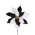 Poinsettia black and white with gold glitter accents flower