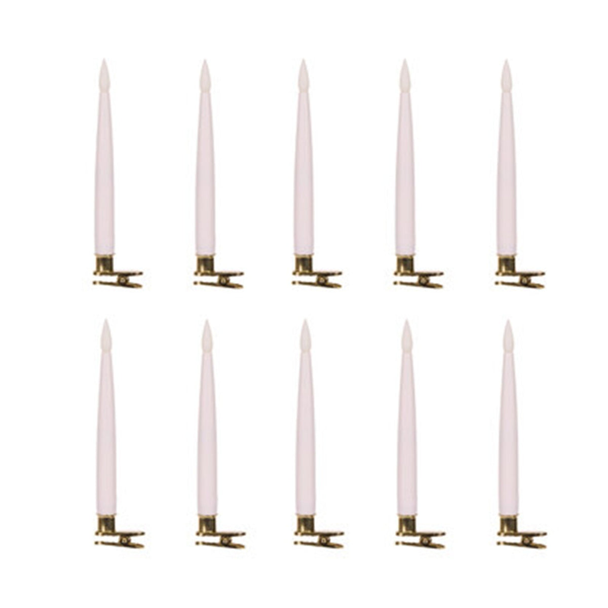 Set of 10 battery operated clip-on tapered candles