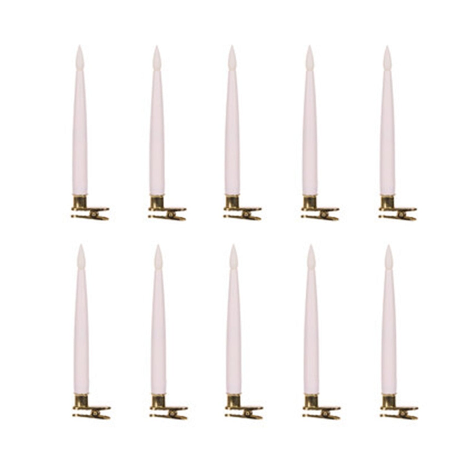Set of 10 battery operated clip-on tapered candles