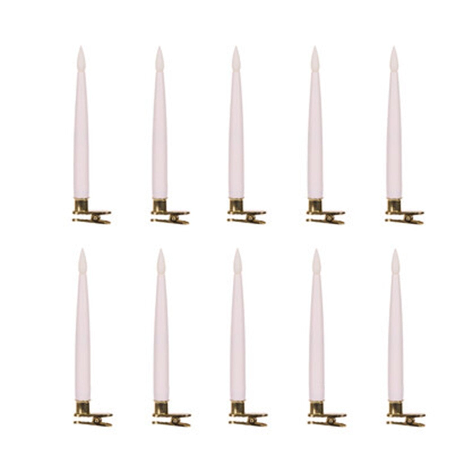 Set of 10 battery operated clip-on tapered candles