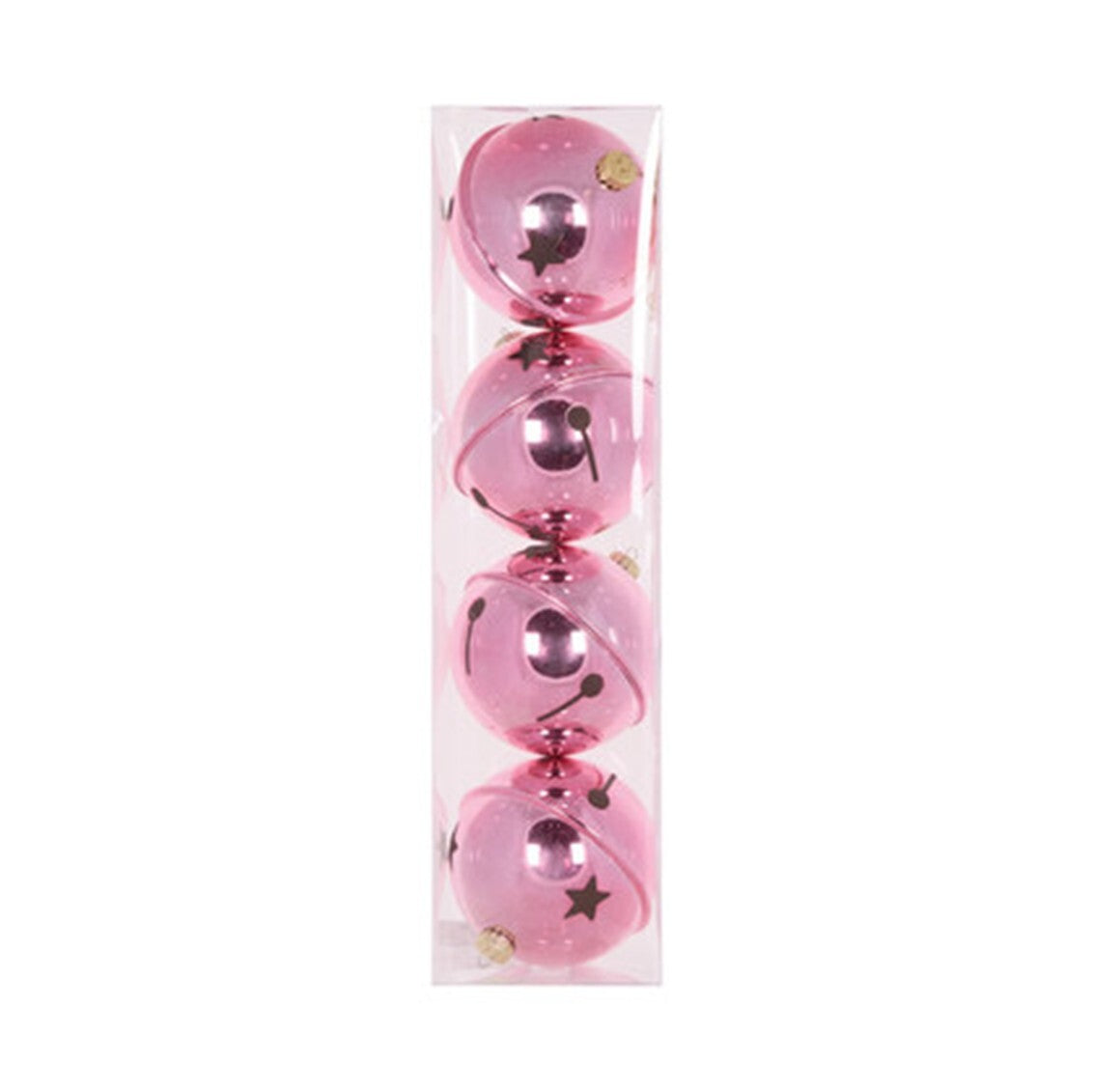 Pack of 4 pink shiny bells