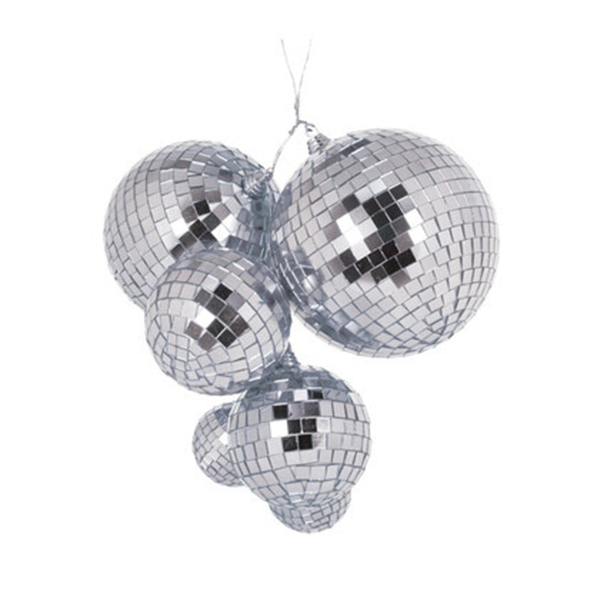 Cluster of disco ball baubles, silver