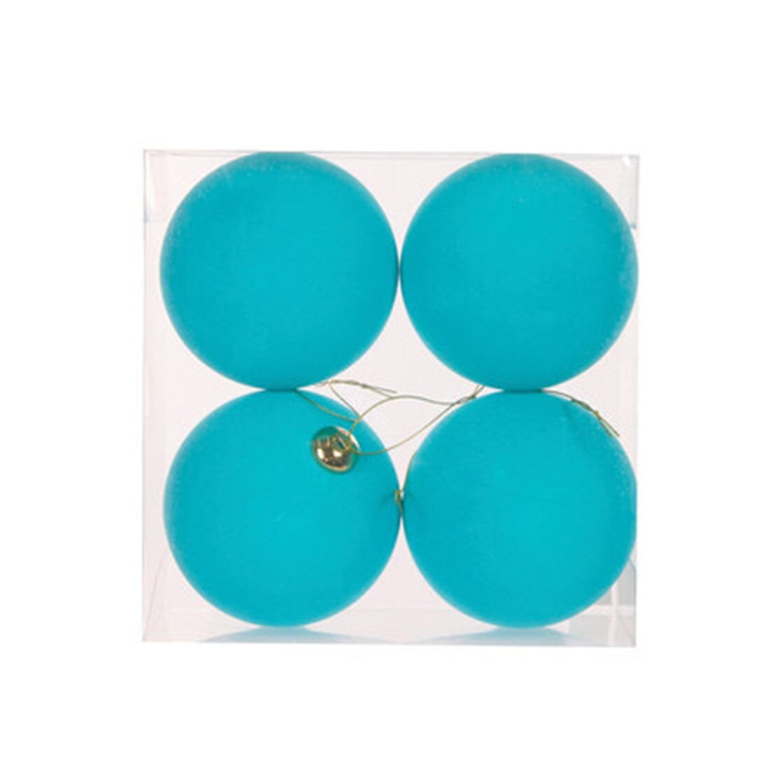 4 pack of flocked aqua baubles