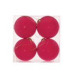 4 pack of flocked fuchsia baubles