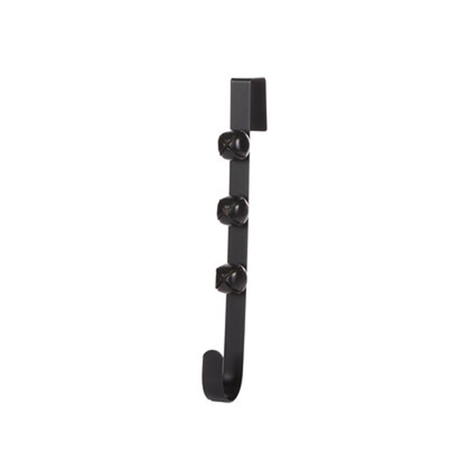 Matte black wreath hanger with three bells