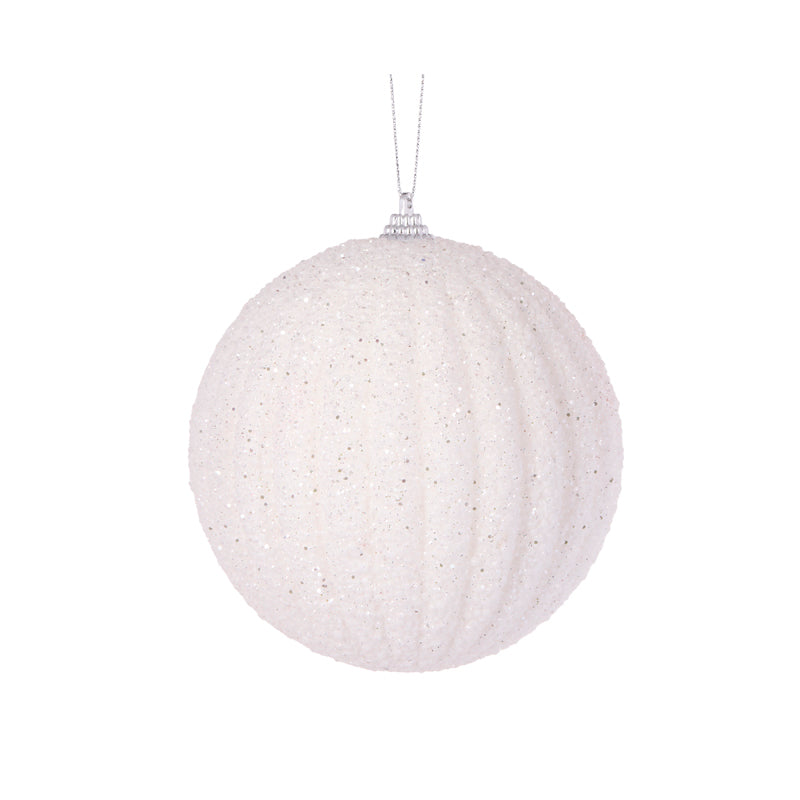 Bauble Ribbed White 15cm