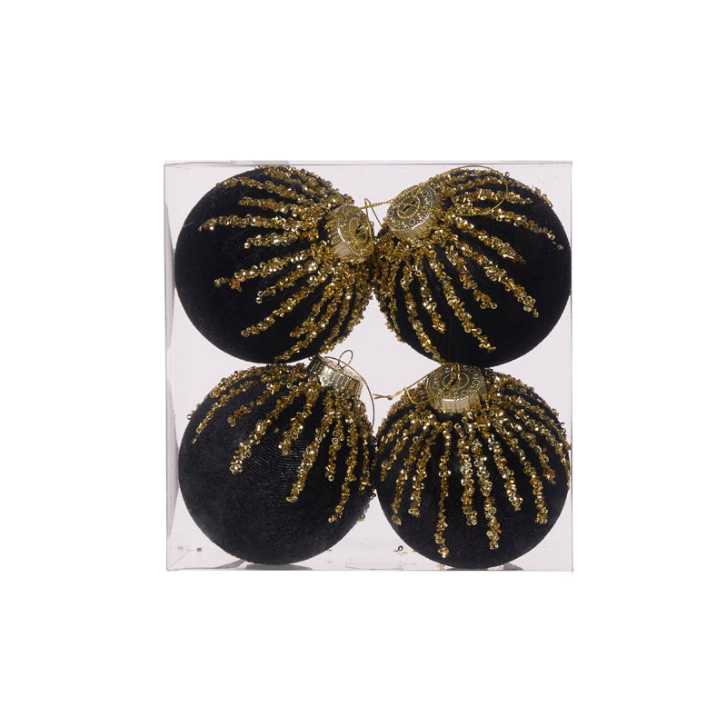 Bauble 4 Pack Velvet Noir and Gold