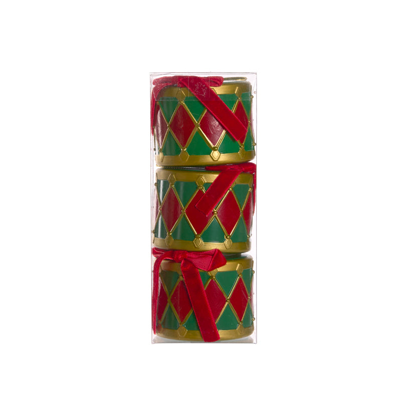 Drums Hanging Set of 3 Red and Green 7cm