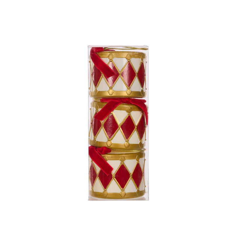Drums Hanging Set of 3 Red, White and Gold 7cm