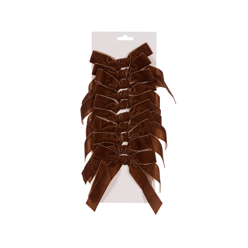 Bows Set of 10 Velvet Brown  5cm