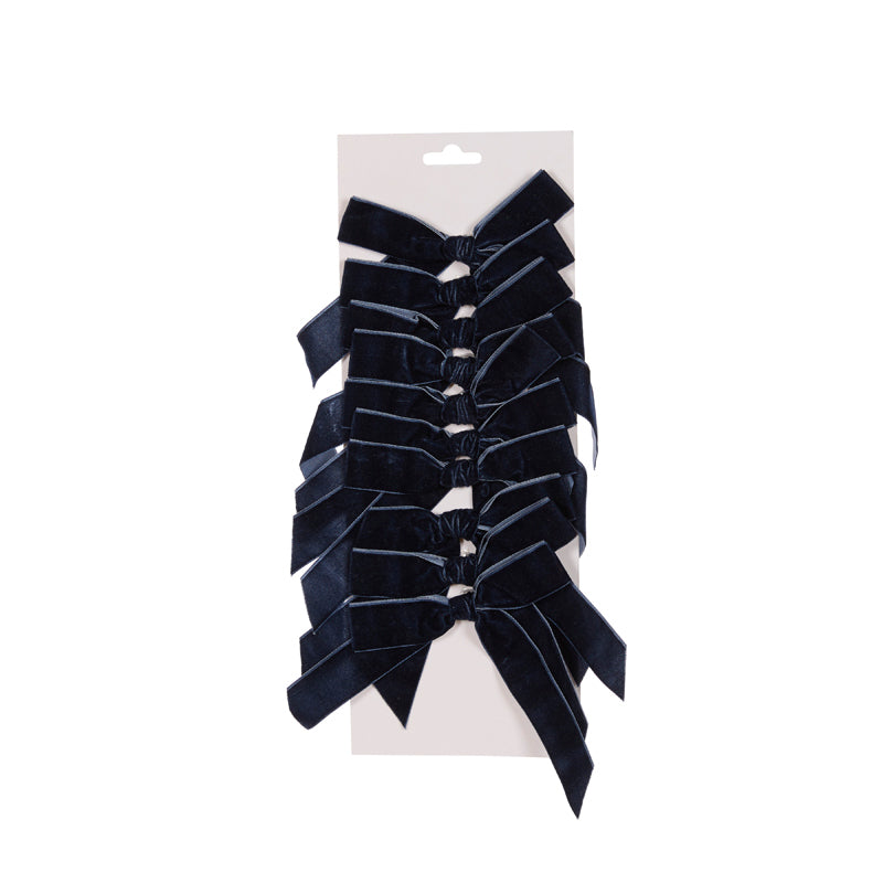 Bows Set of 10 Velvet Navy  5cm