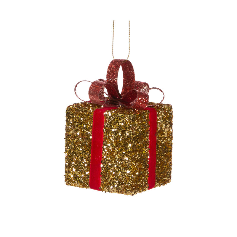 Present Glitter Box Red and Gold 6cm