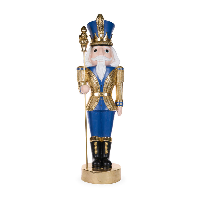 Nutcracker With Staff Blue and Gold 123cm - Christmas Decorations Brisbane