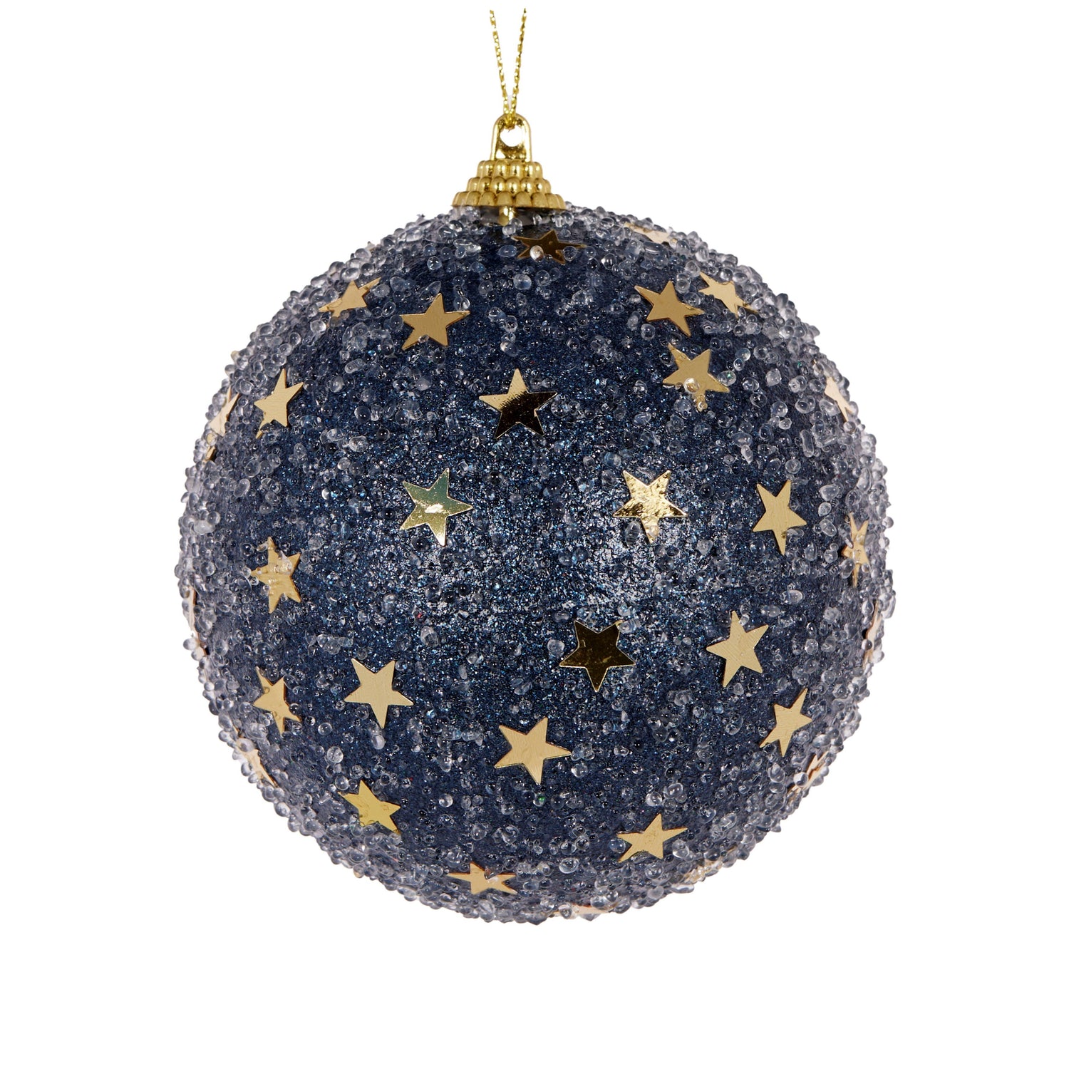 Bauble Gold Star Midnight Blue 10cm
