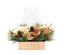 Candle holder with champagne florals and needle foliage