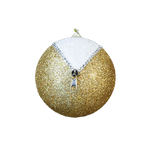 Bauble with Zip Gold Glitter White and Silver 120mm - Christmas Decorations Brisbane