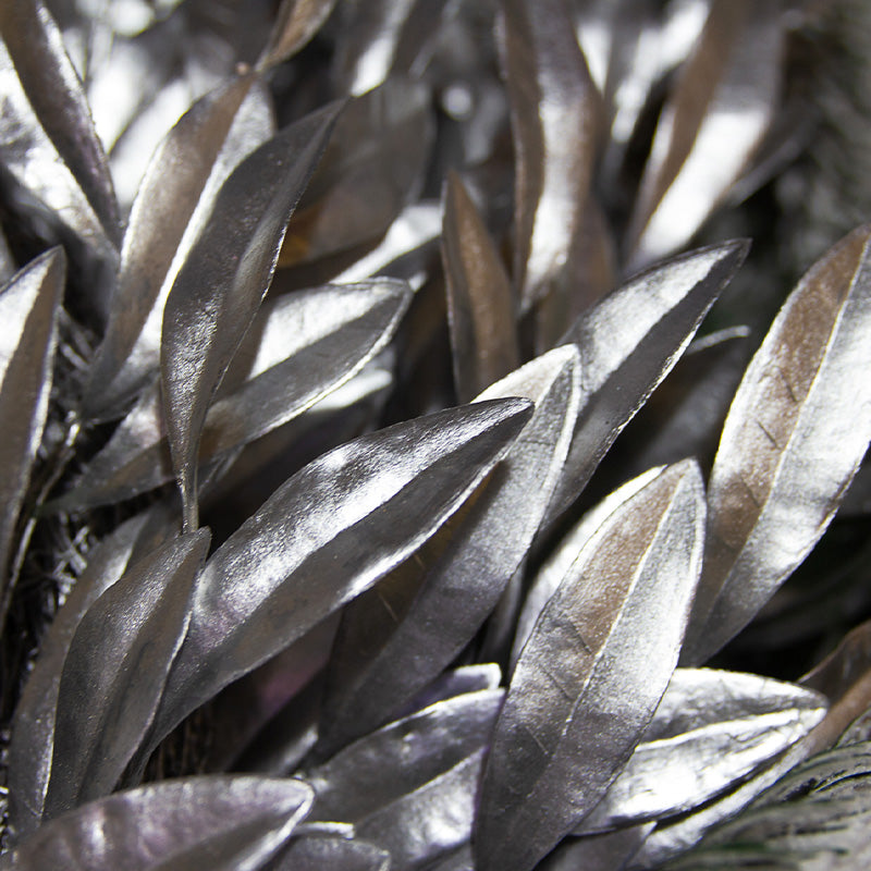 Wreath Matte Silver Leaves 50cm - Christmas Decorations Brisbane