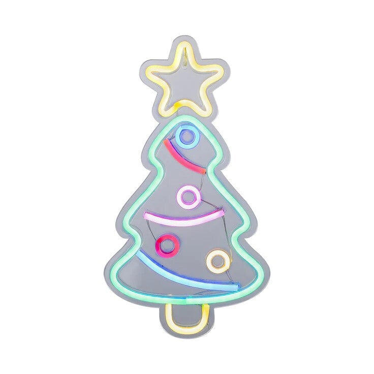Christmas tree, pastel-coloured, neon light