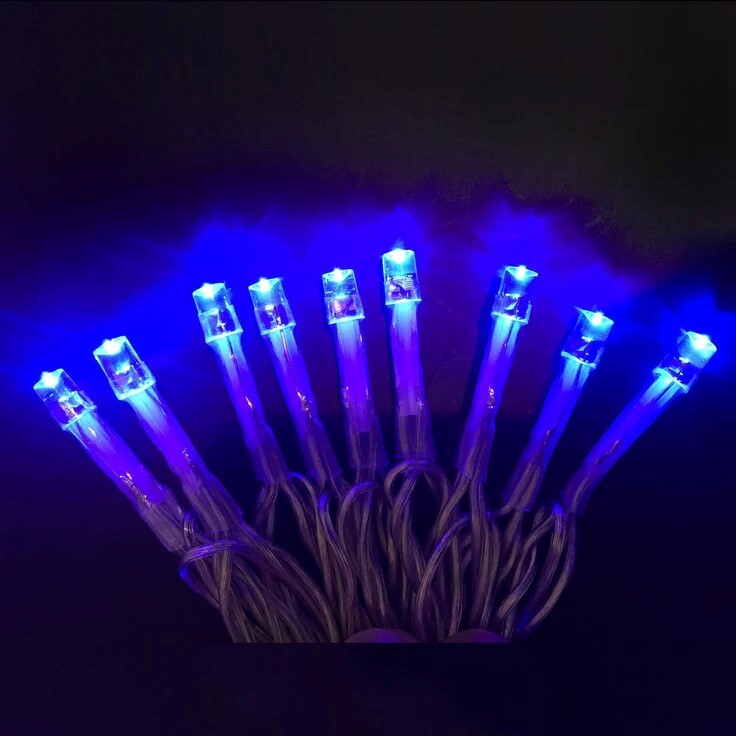 Lights Battery-Operated Clear Cable Blue Colour 5m - Christmas Decorations Brisbane