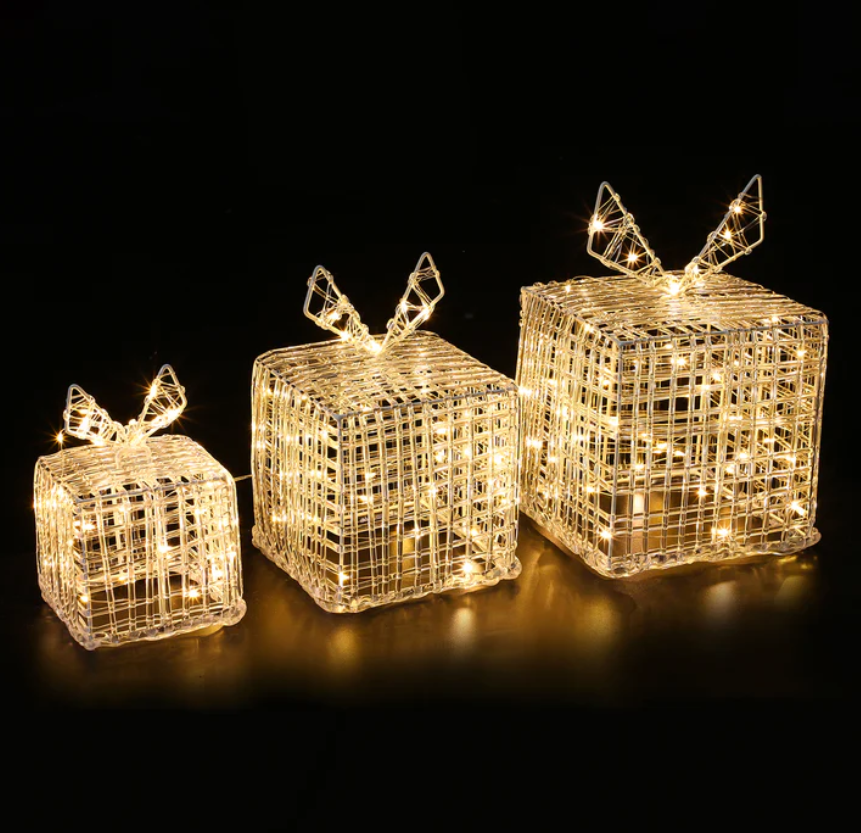 Set of 3 3D light-up gift boxes