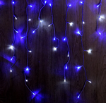 Connectable clear cable blue and cool white icicle lights