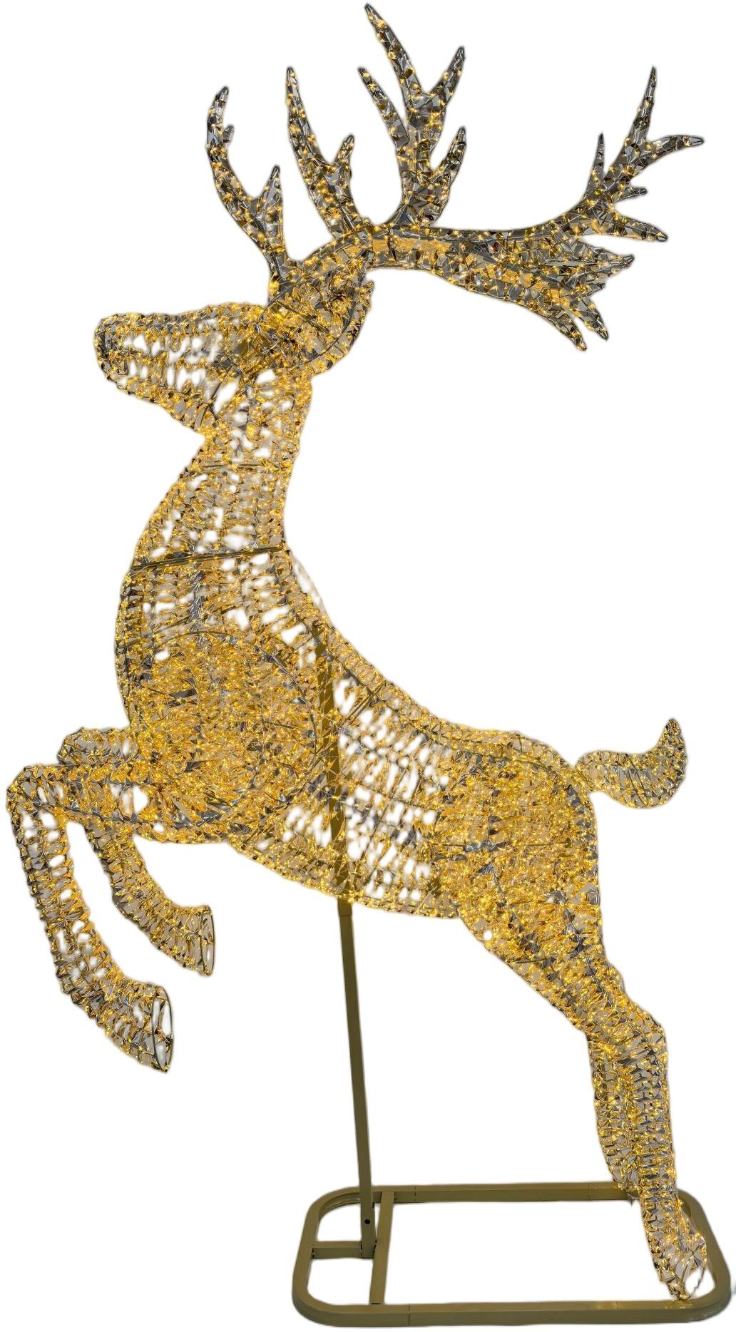 Light Up Reindeer Flying Gold With Stand 8300 LED 270cm