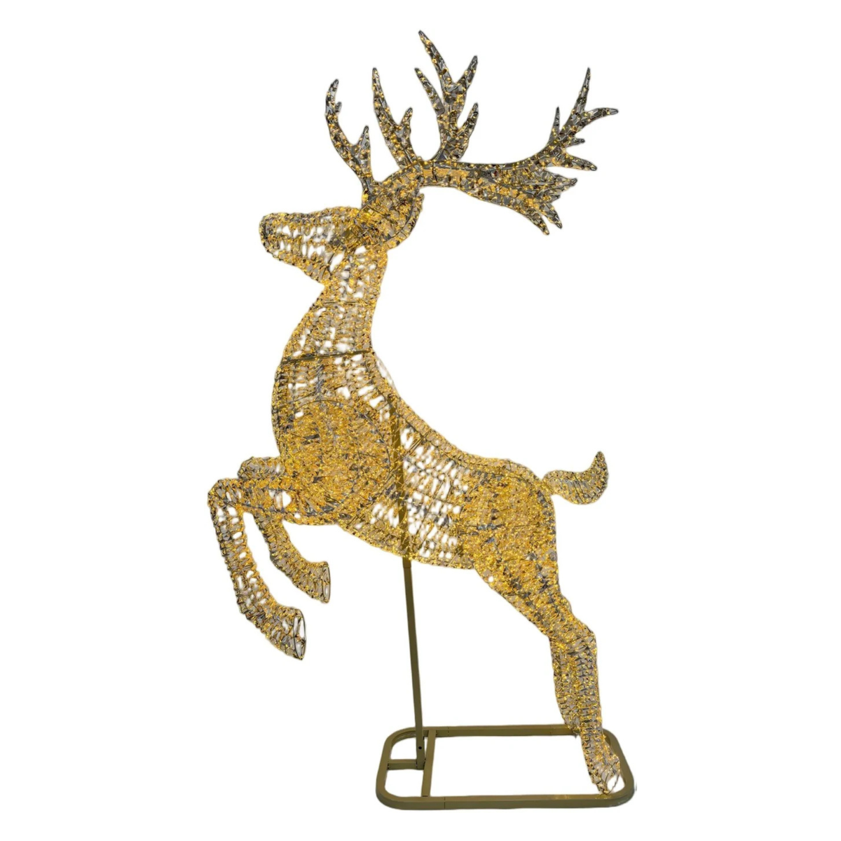 Light Up Reindeer Flying Gold With Stand 8300 LED 270cm