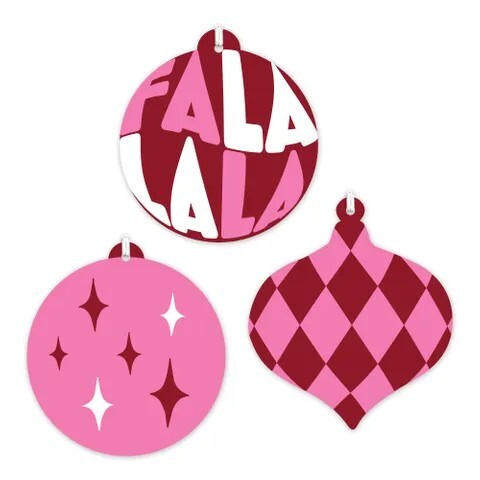 Gift Tags Merry Modernist Pink Pack of 6