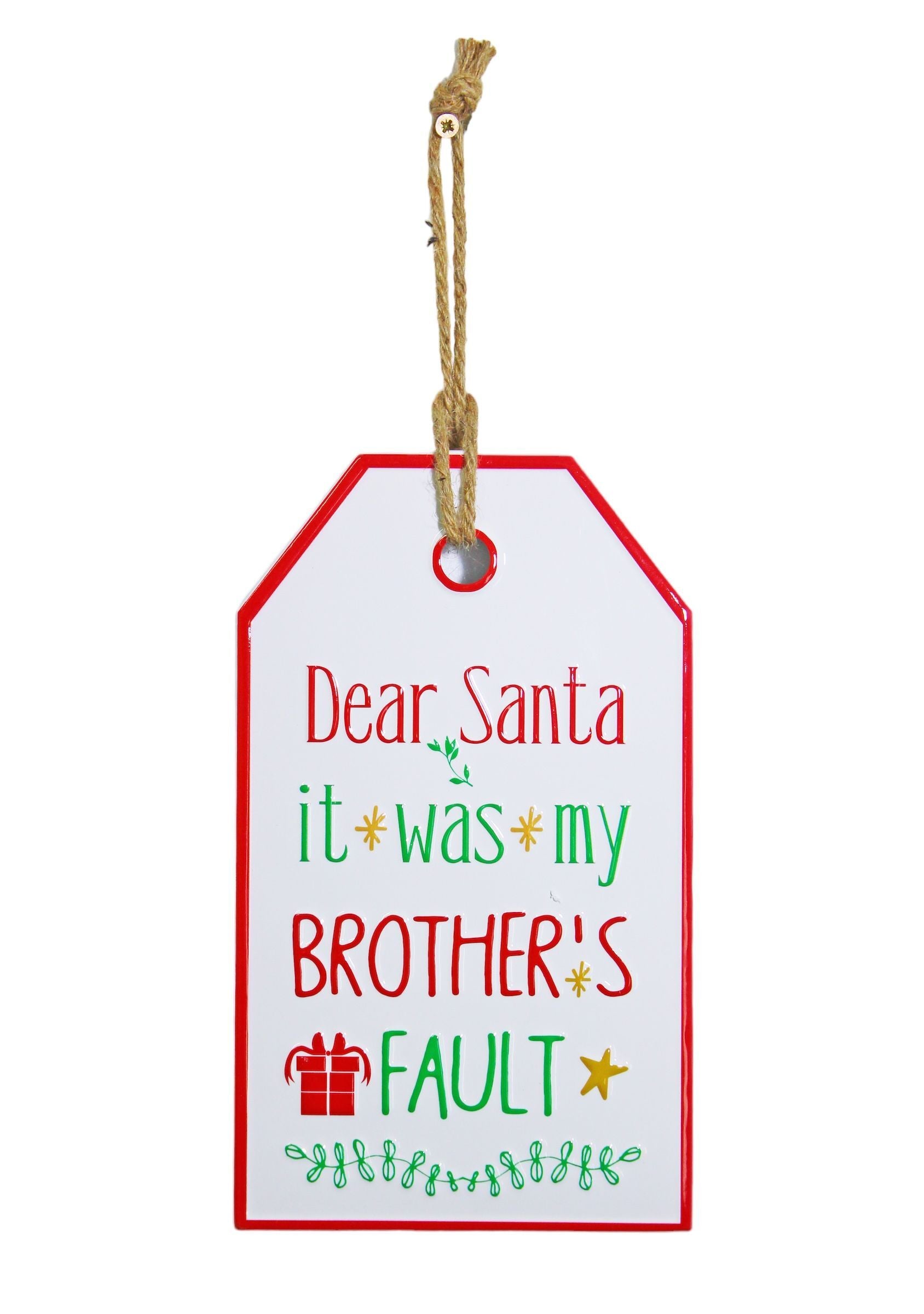 Metal Hanging Sign (Brother) 50cm - Christmas Decorations Brisbane